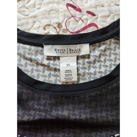 White House Black Market Asymmetrical Tunic Top  Geometric Print Blouse Size‎ XS - Picture 7 of 8